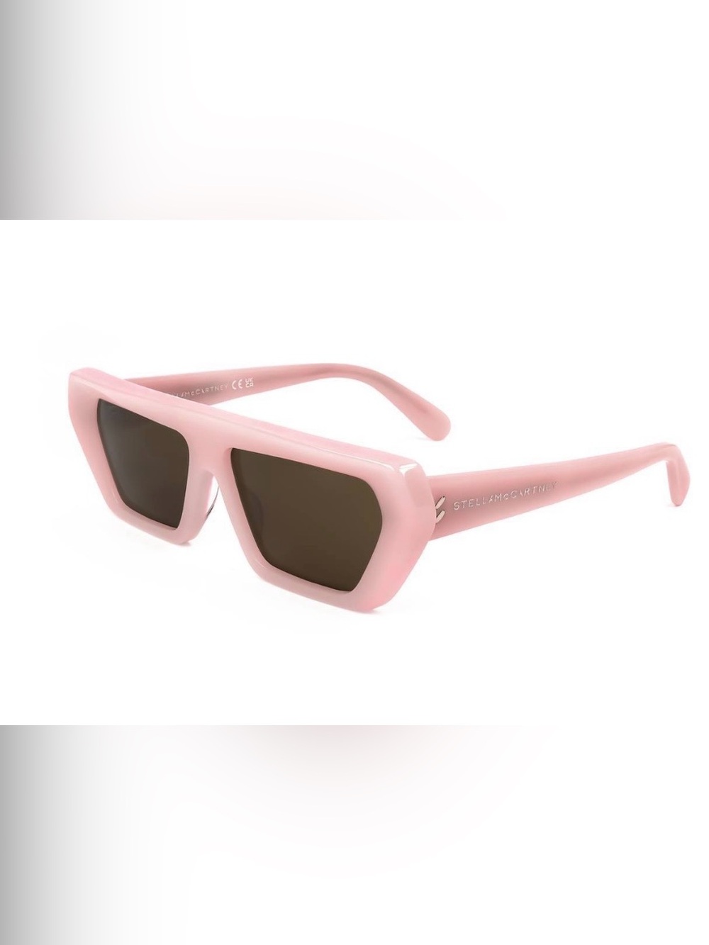 Stella McCartney Pale Pink Angular Sunglasses with Dark Lenses